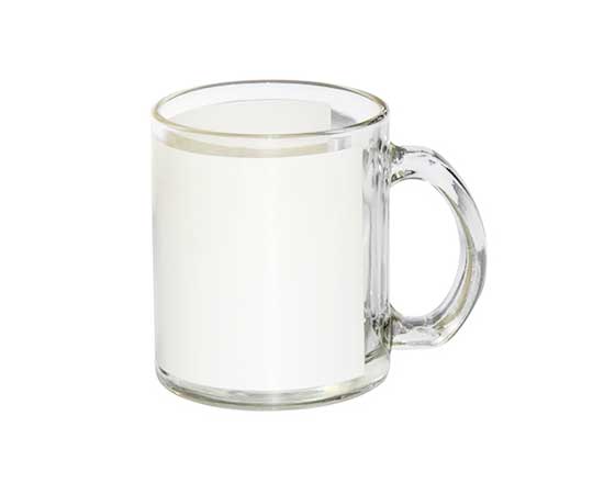 11oz Glass Mug with White Patch