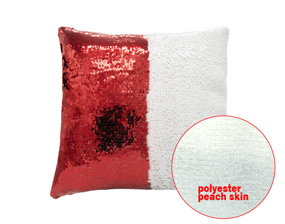 Square Shape Sequin Pillow Cover ( Red )