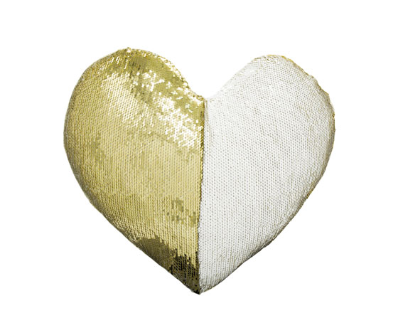 Heart Shape Sequin Pillow Cover (Gold)