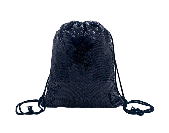 Black Sequin Drawstring Bag