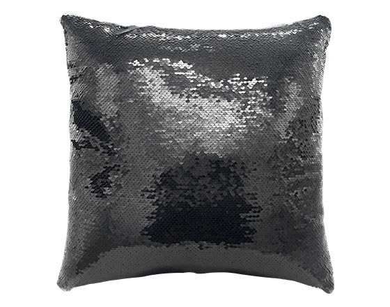 Square Shape Sequin Pillow Cover ( Black )