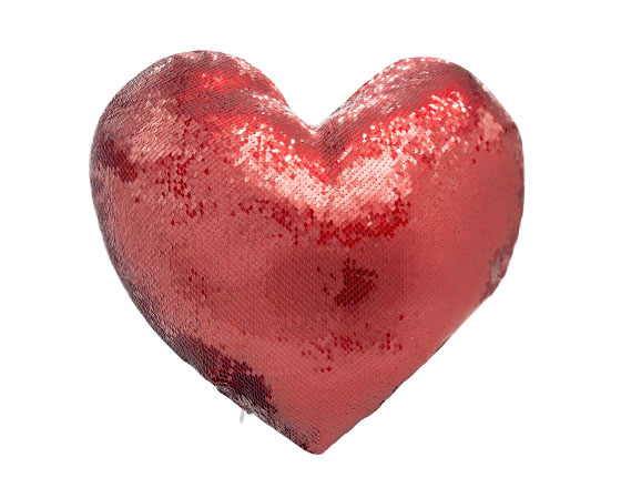 Heart Shape Sequin Pillow Cover (Red)