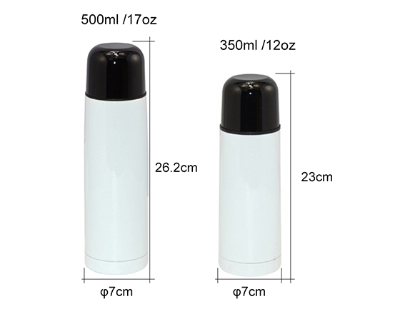 350/500ml Sublimation Stainless Steel Vacuum Blottle With Black Lid 