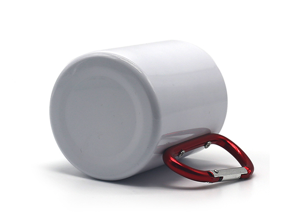 300ml Subblimation White Double Walled Stainless Steel Mug With Carabiner Handle