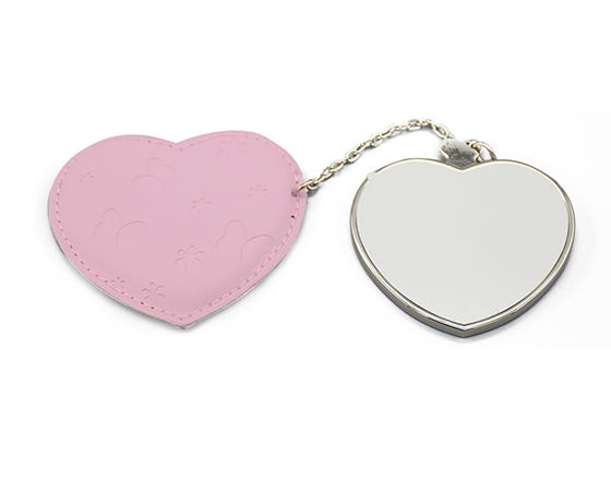 Sublimation Heart Shape Leather Cosmetic Mirror