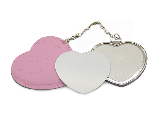 Sublimation Heart Shape Leather Cosmetic Mirror
