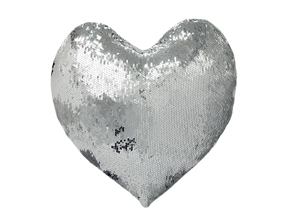 Sublimation Heart Shape Sequin Pillow Cover (Silver)