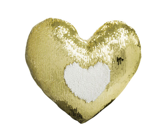 Sublimation Heart Shape Flip Magic Sequin Pillow Cover （Gold）