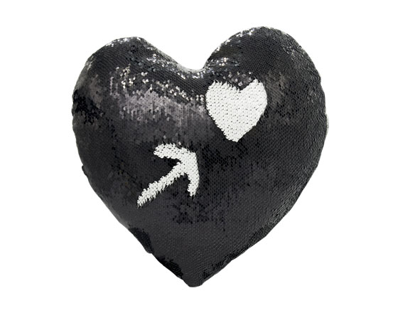 Sublimation Heart Shape Flip Magic Sequin Pillow Cover （Black）