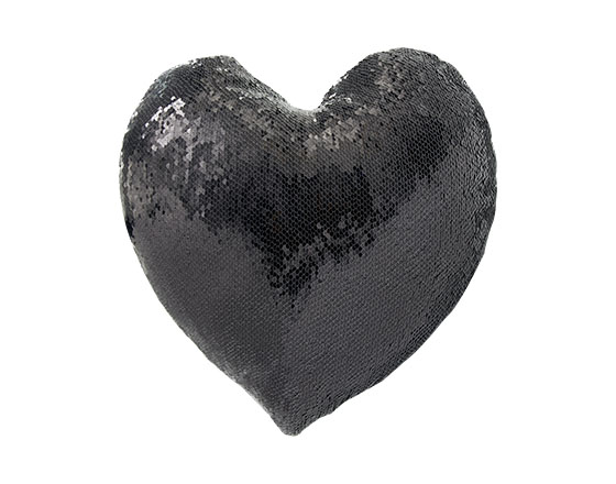 Sublimation Heart Shape Flip Magic Sequin Pillow Cover （Black）