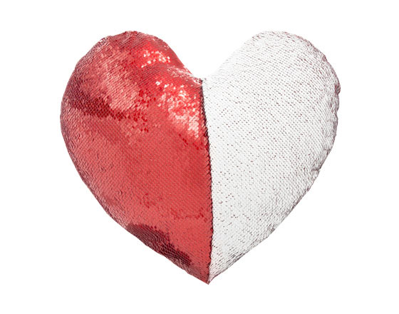 Sublimation Heart Shape Flip Magic Sequin Pillow Cover （Red）