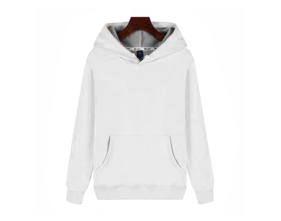 Sublimation 500g Super Velvet Round Neck Hooded Pullover Tshirt (White)