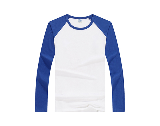 Sublimation Polyester Modal Red shoulder 185g Round Neck Long Sleeves Tshirt 