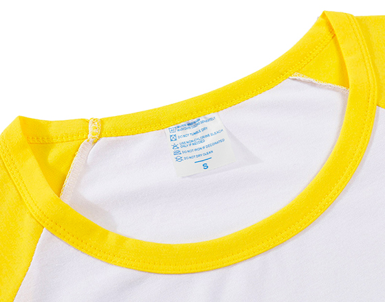 Sublimation Polyester Modal Yellow shoulder 185g Round Neck Long Sleeves Tshirt 
