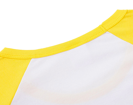 Sublimation Polyester Modal Yellow shoulder 185g Round Neck Long Sleeves Tshirt 