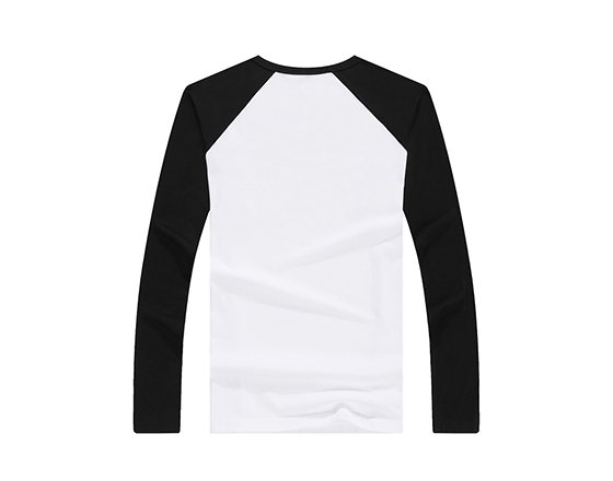 Sublimation Polyester Modal Black shoulder 185g Round Neck Long Sleeves Tshirt 