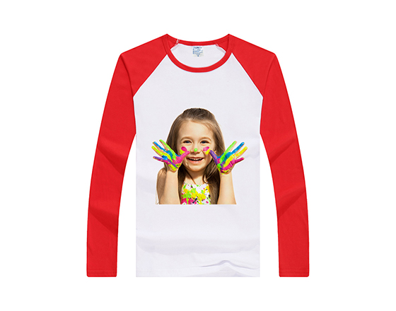 185g Modal Sublimation Long Sleeves Color Shoulder Tshirt