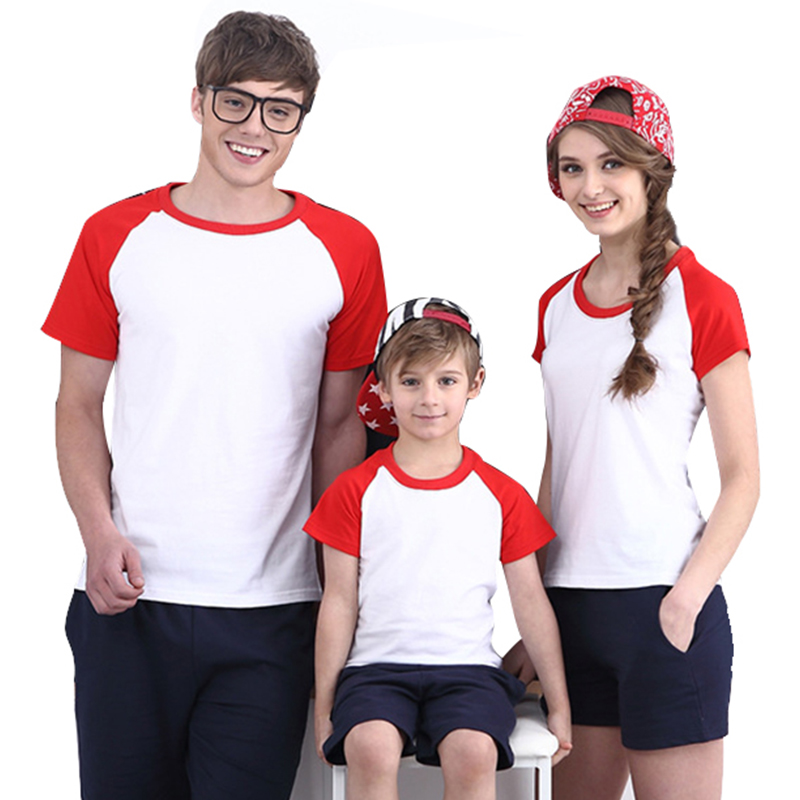 High Quality Cotton Custom Color Shoulder 185g Round Neck Tshirt Parent-child Ou