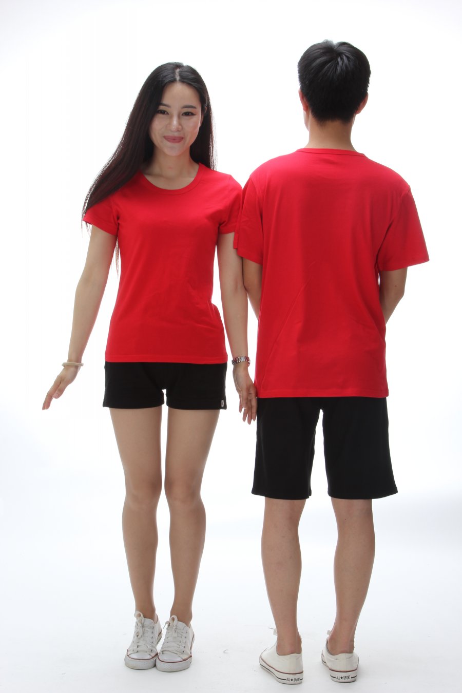 High Quality Cotton Custom Pure Color 185g Round Neck Tshirt 