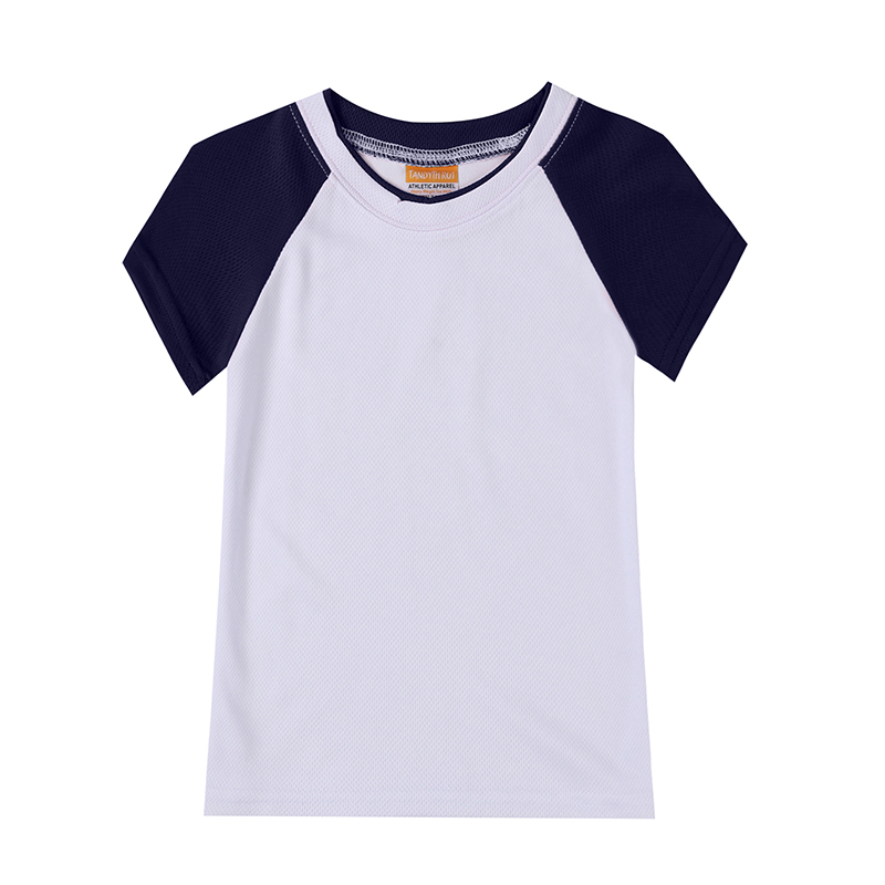 Mesh Polyester Color Shoulder 185g Sublimation Round Neck Short Sleeves Tshirt