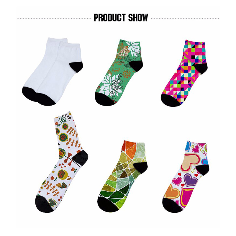 Personalized Logo DIY Heat Transfer Printing Sublimation Blank Ankle Socks