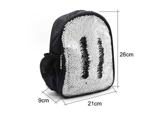 Sequin School Bag Sublimation Backpack (Black)