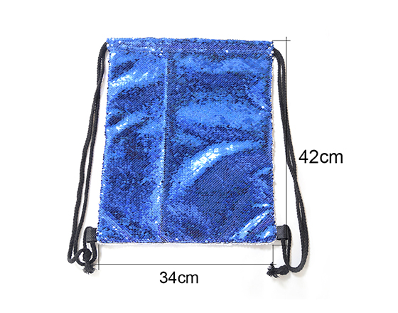 Sublimation Printable Blank Sequin Drawstring Backpack(Blue)