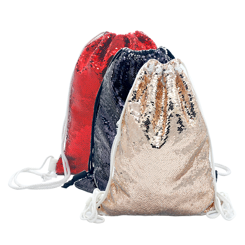 Sublimation Printable Blank Sequin Drawstring Backpack(Pink)